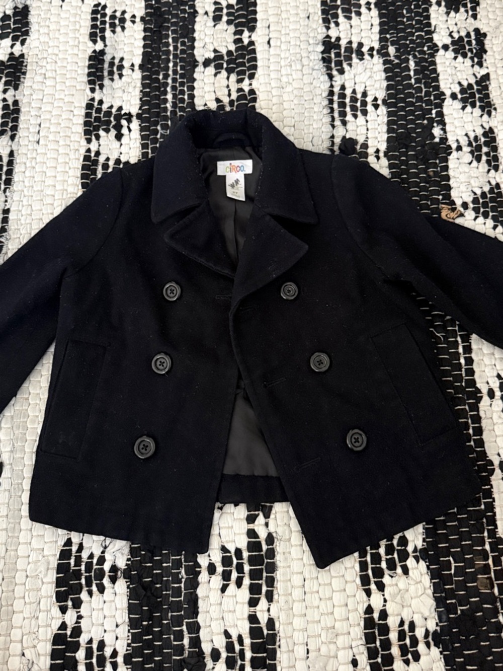 Circo Kids Black Double-Breasted Peacoat